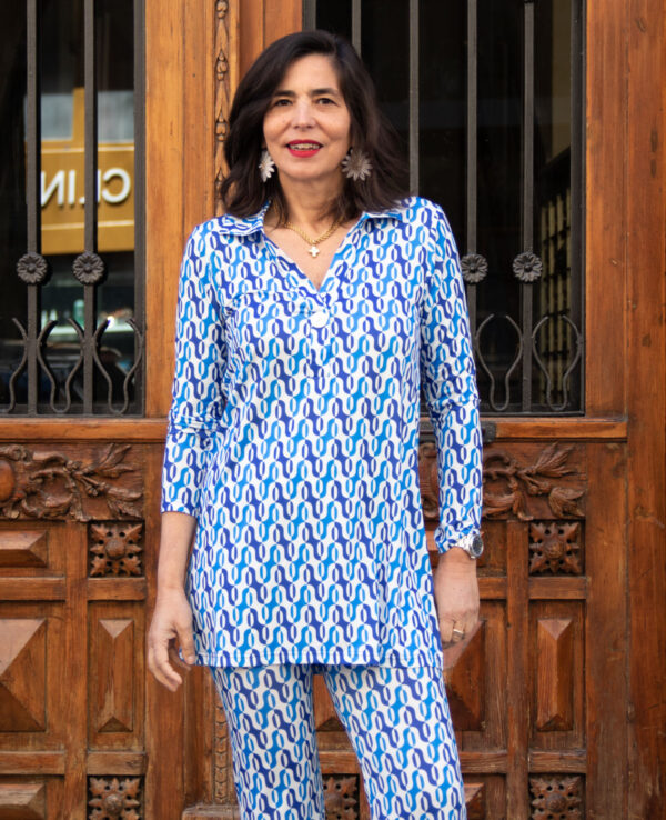 Blusón Diana azul y blanco