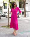 Vestido volante fucsia