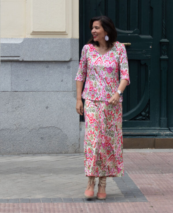 Top Ikat rosa