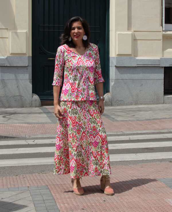 Top Ikat rosa
