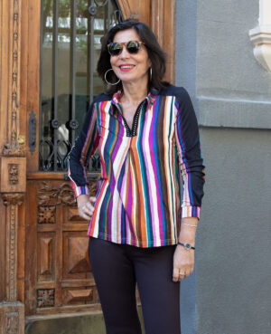 Top rayas con cremallera