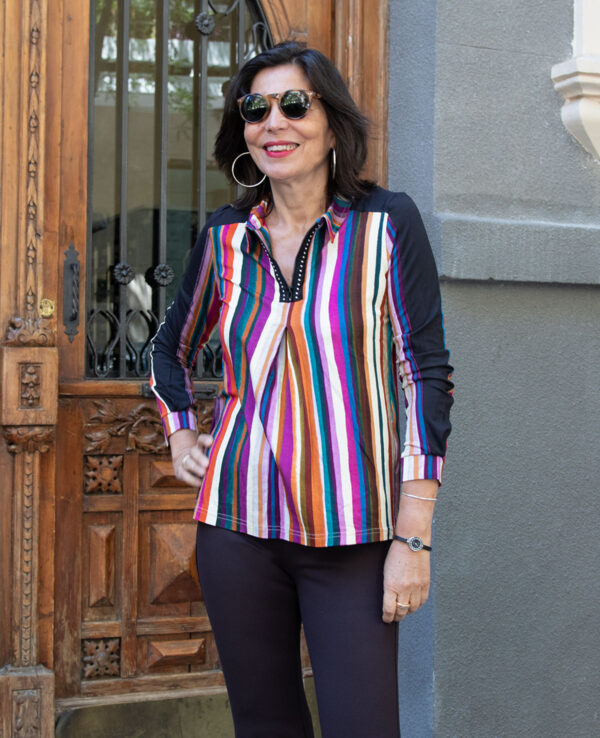 Top rayas con cremallera