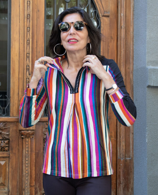 Top rayas con cremallera