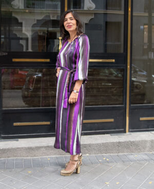 Vestido rayas lila