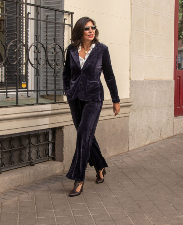 Terciopelo azul pantalón