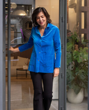 Camisa terciopelo azul