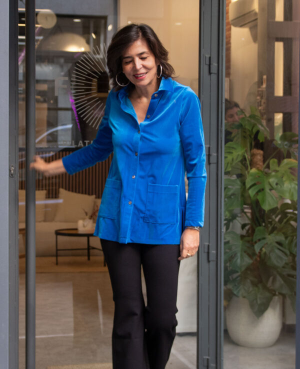 Camisa terciopelo azul