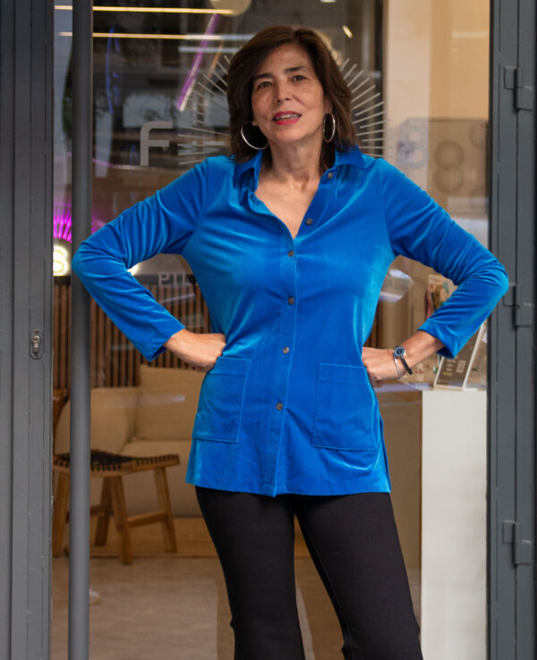 Camisa terciopelo azul