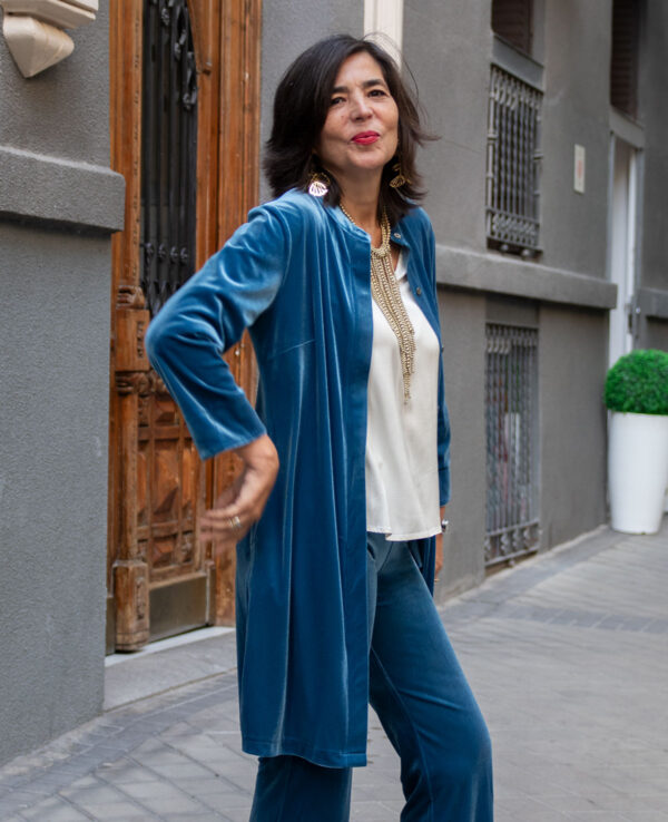 Sara abrigo terciopelo azul