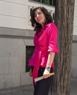 blusa cruzada fucsia