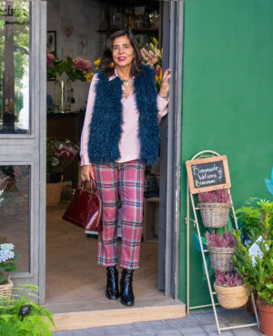Pantalón cuadros rosa