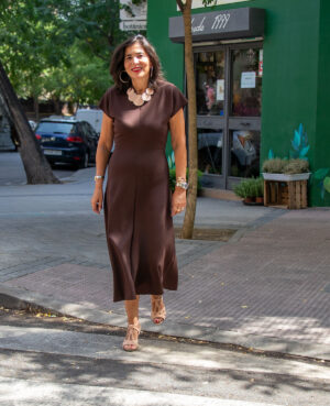 Vestido Beca marrón