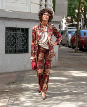 Terciopelo flores pantalón