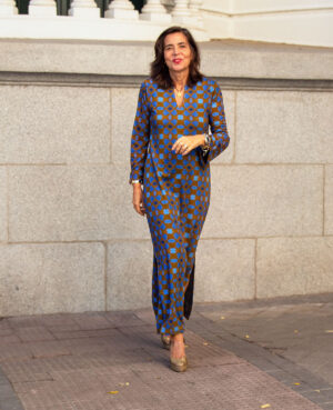 Kaftán estampado azul