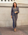 Kaftán estampado azul