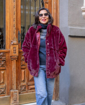 Chaqueta pelo granate
